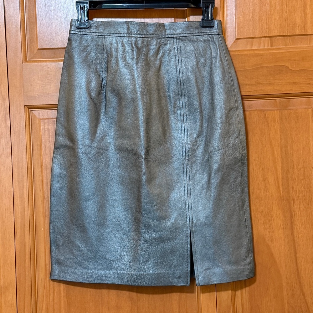 Vintage David Benjamin Silver Genuine Leather Skirt